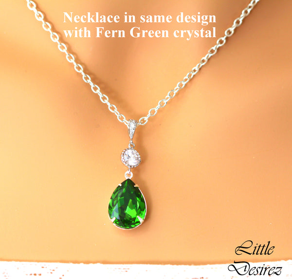 Emerald Earrings and Necklace Jewelry Set Emerald Earrings Green Accessory EM31JS