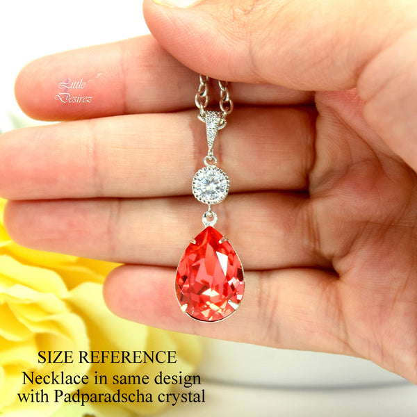 Hot Pink Necklace Crystal Pink Necklace Bridal Teardrop Necklace Bridesmaid Necklace Sparkly Cubic Zirconia Pink Magenta RP31N