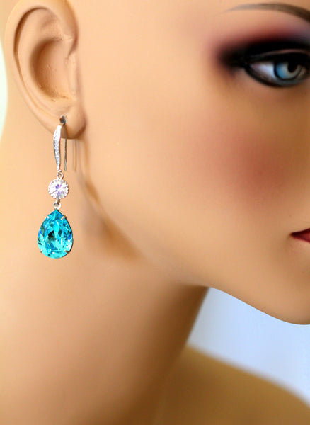 Bridal Earrings Bridesmaid Gift Blue Earrings Turquoise Earrings Earring Gift for Her Everyday Earrings Wives Gift Romantic TQ31HC