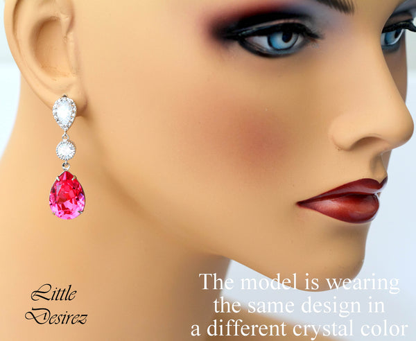Topaz Earrings Bridal Earrings Long Crystal CZ Earrings Bridesmaid Earrings Chandelier Earrings Wedding Jewelry TO31PC