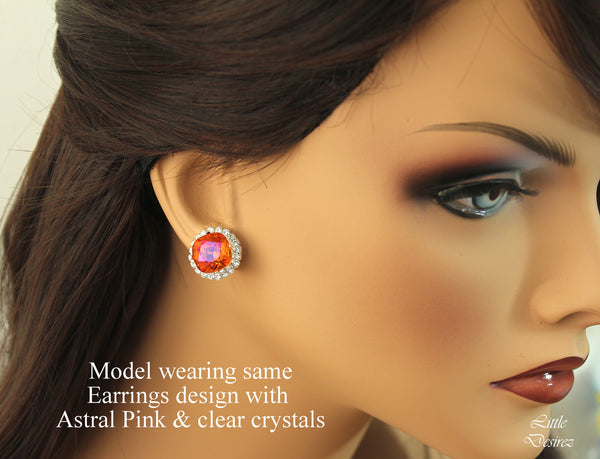 Blush Pink and Gold Earrings Crystal Studs BP50S