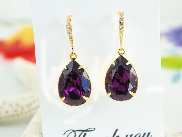 Amethyst Earrings Purple Earrings Bridesmaid Post Earrings Plum Earrings  Bridal Earrings Plum Earrings Purple Jewelry AM31H