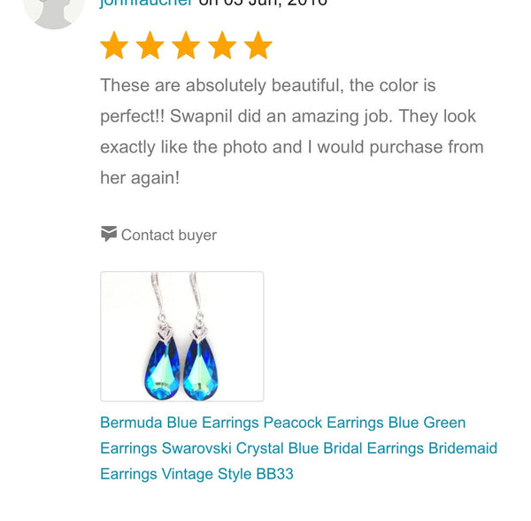 Bermuda Blue Earrings Peacock Earrings Blue Green Earrings  Crystal Blue Bridal Earrings Bridesmaid Earrings Vintage Style BB33H