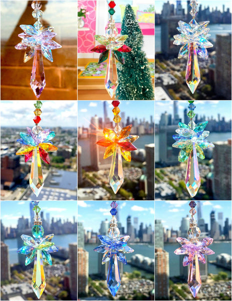 Purple Suncatcher Crystal Ornament Crystal Icicle Prism Sparkly Decor Guradian Angel Handmade Gift Favor Ideas Hanging Ornament