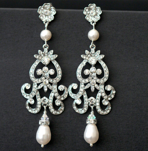 Vintage Crystal Rhinestone Earrings, Elegant Wedding Jewelry, Formal Party & Evening Accessories, ZAHARA