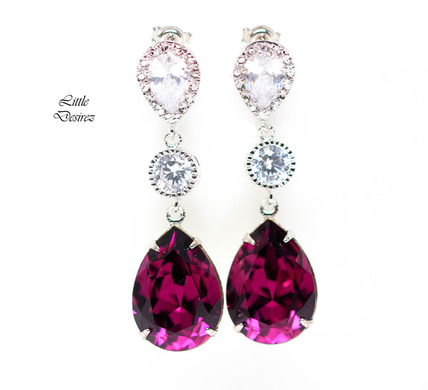Amethyst Earrings Purple Bridal Earrings Bridesmaid Purple Earrings  Amethyst Crystal Plum Jewelry Hypoallergenic AM31PC