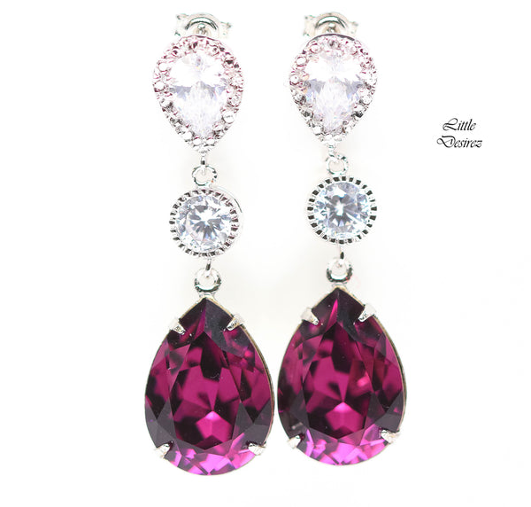 Amethyst Earrings Purple Bridal Earrings Bridesmaid Purple Earrings  Amethyst Crystal Plum Jewelry Hypoallergenic AM31PC