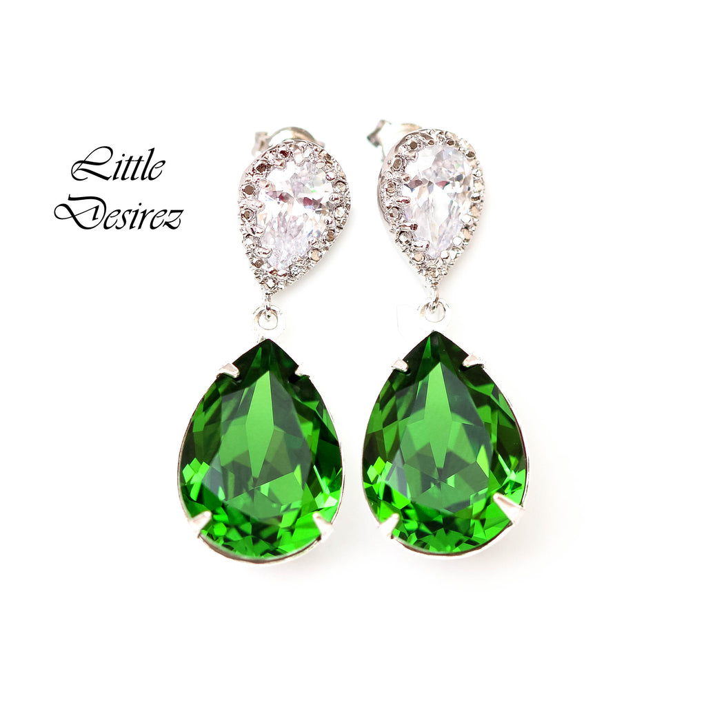 Lovely Metallic White and Dark Green Color Earrings with Extra Small S –  Sulbha Fashions