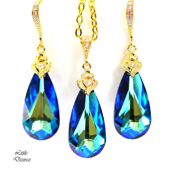 Blue and Gold Crystal Jewelry BB33JS