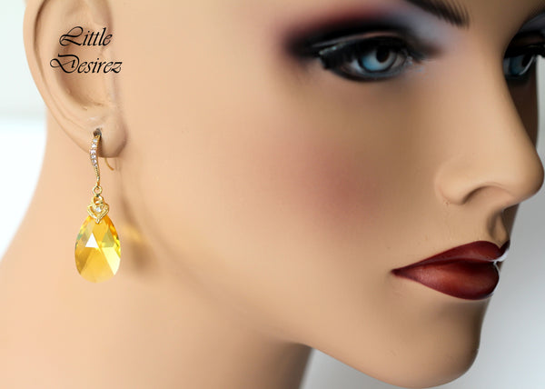 Yellow Earrings Yellow Sunflower Earrings Lemon Zest Canary Yellow Sunshine Yellow Bridesmaid Earrings Yellow Stone Crystal Earrings LT32H