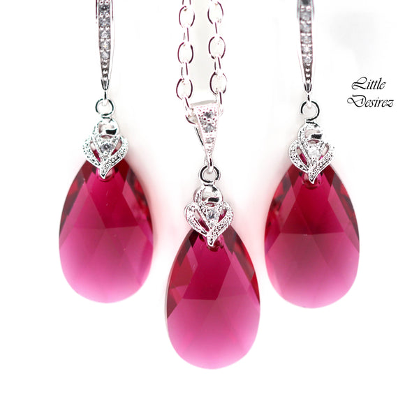 Pink Earrings for Women Pear Bridal Jewelry Teardrop Earrings Crystal Earrings Bridal Earrings Bridesmaid Earrings Dangle Earrings RP32H