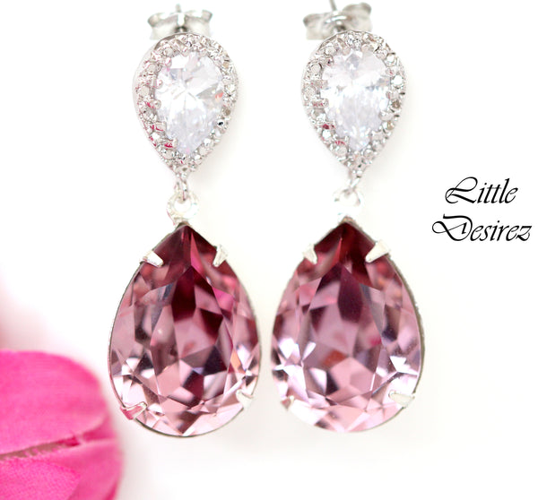 Mauve Pink Earrings Antique Pink Earrings Bridal Earrings Bridesmaid Gift Pastel Pink Earrings Vintage Pink Blush Pink BP31P