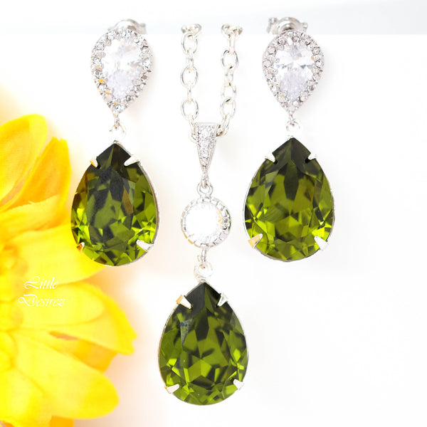 Green Earrings Olive Green Earrings  Green Earrings Olivine Crystal Bridal Earrings Bridesmaid Gift Bridal Party Jewelry OG31P