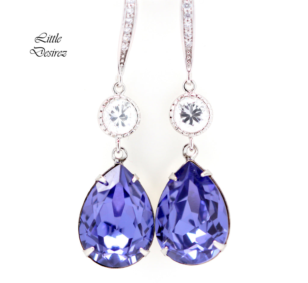 Purple Earrings Lavender Bridal Earrings  Crystal Tanzanite Earrings Bridesmaid Earrings Purple Jewelry Hypoallergenic TZ31HC