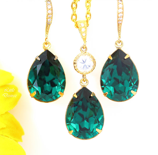 Jewellery Sets Bridal Jewelry Sets Emerald Earrings & Necklace Bridesmaids Gift Set Teardrop Earrings Set Matching Sets EM31JS