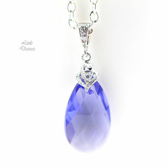 Tanzanite Swarovski Crystal Necklace Lavender Lilac Teardrop Pendant Purple Bridesmaid Jewelry Wedding Necklace TZ32N
