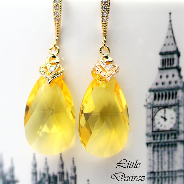 Yellow Jewelry Set Yellow Necklace & Earrings Crystal Earring Bridesmaid Earrings Lemon Zest Canary Yellow Sunshine Yellow LT32JS