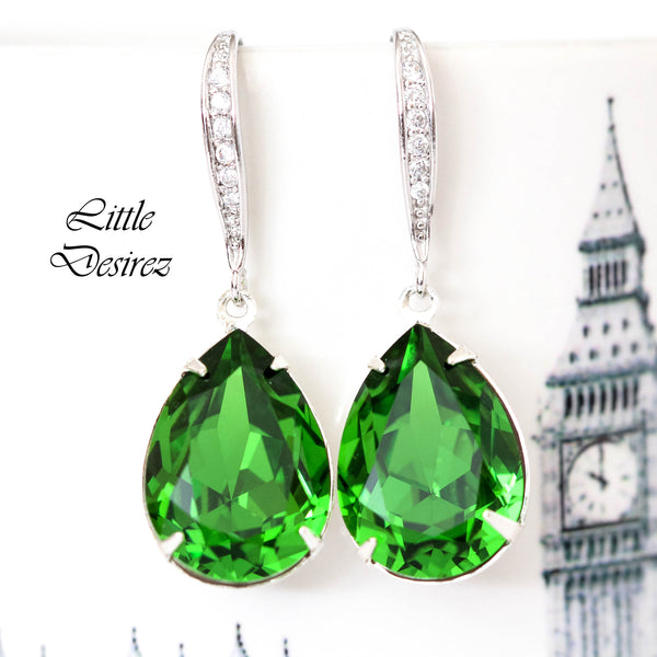 Earrings and Necklace Jewelry Set Crystal Jewelry Green Earrings Green Necklace Bridesmaid Gift FG31JS