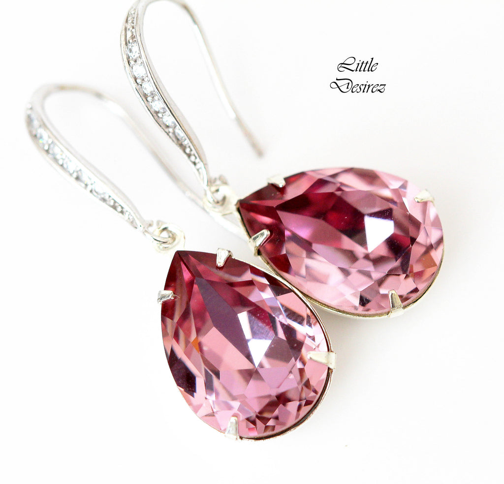 Pink Crystal Dangle Earrings – Scott D Jewelry Designs