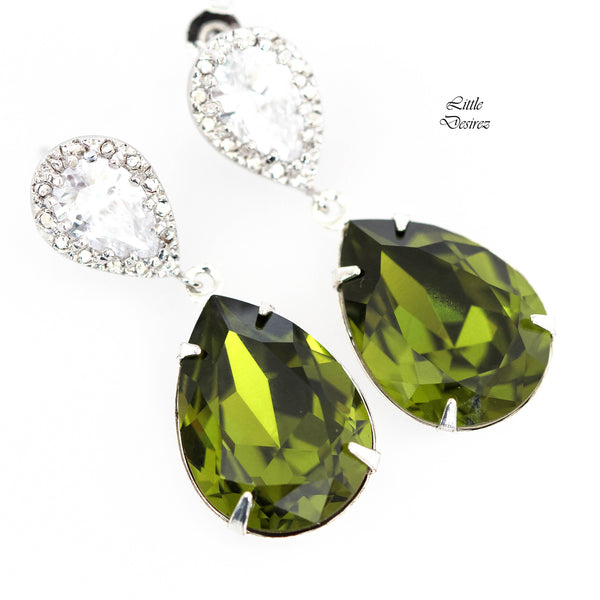 Green Earrings Olive Green Earrings  Green Earrings Olivine Crystal Bridal Earrings Bridesmaid Gift Bridal Party Jewelry OG31P