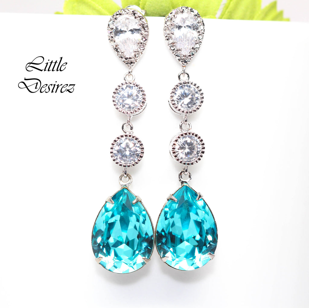 Miley Pearl and Crystal Long Drop Earrings - Silver | Sentani Boutique