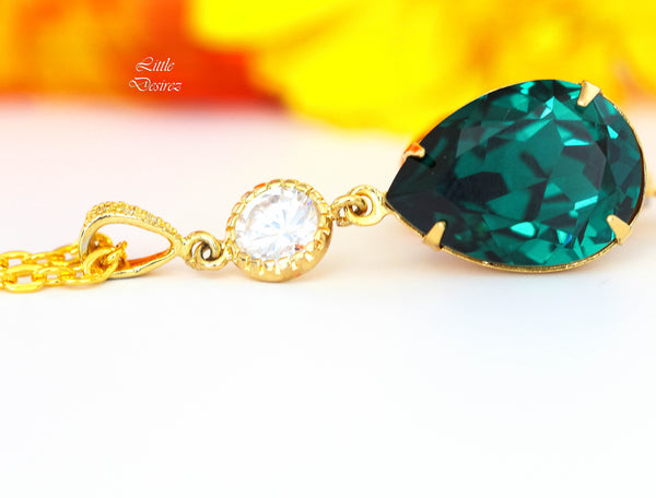 Emerald Earrings and Necklace Jewelry Set Emerald Earrings Green Accessory EM31JS