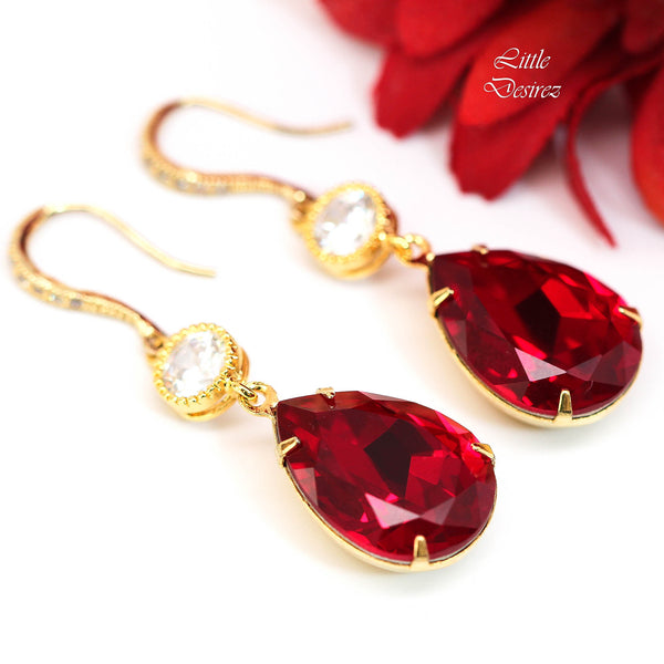 Red Earrings and Necklace Set Bridal Jewelry Bridesmaid Gift Set  Necklace Earrings Set Dark Red Earrings Holiday Jewelry SI31JS