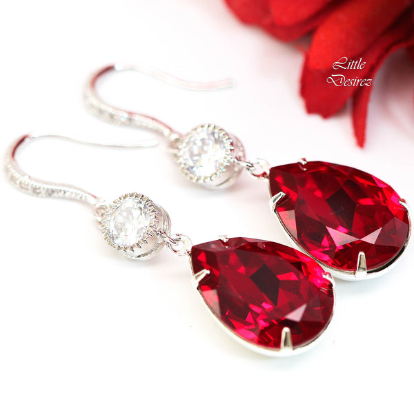 Red Earrings and Necklace Set Bridal Jewelry Bridesmaid Gift Set  Necklace Earrings Set Dark Red Earrings Holiday Jewelry SI31JS