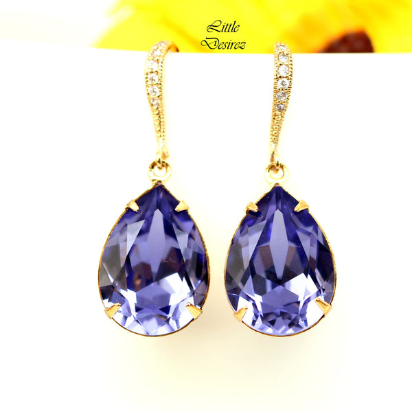 Purple Earrings Tanzanite Crystal Earrings  Bridal Earrings Bridesmaid Earrings Lavender Earring Lilac Earring Purple Jewelry TZ31H
