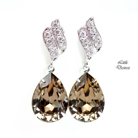 Pretty Bronze Pearl Crystal Dangle Drop Earrings Jewelry for Women Gift -  HisJewelsCreations™