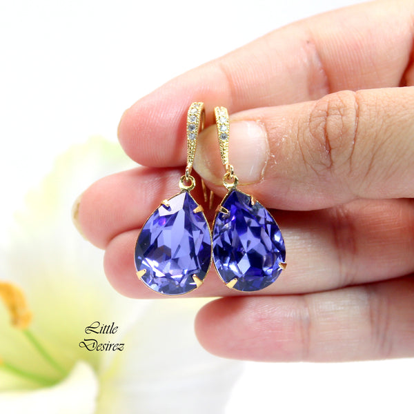 Purple Earrings Tanzanite Crystal Earrings  Bridal Earrings Bridesmaid Earrings Lavender Earring Lilac Earring Purple Jewelry TZ31H