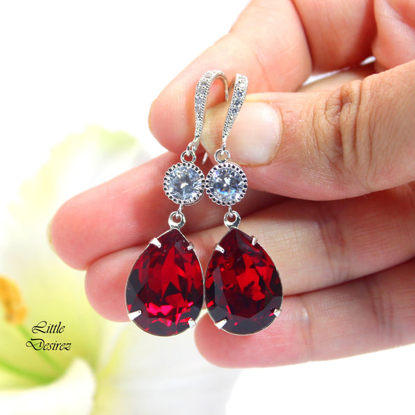 Red Earrings and Necklace Set Bridal Jewelry Bridesmaid Gift Set  Necklace Earrings Set Dark Red Earrings Holiday Jewelry SI31JS