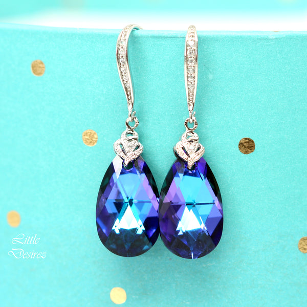 Purple Blue Jewelry Everyday Earrings & Necklace Bridesmaid Gift Jewelry Wedding Jewelry Dangle Earrings Gift Jewelry HE32JS