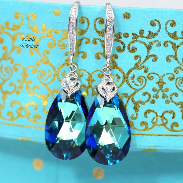 Blue Earrings Peacock Earrings Bridesmaid Earrings Bridal Earrings Blue Navy Earrings Peacock Wedding Gift for Her  Earrings BB32H