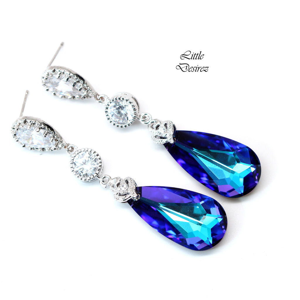 Bridal Blue Purple Earrings Wedding Purple Turquoise Earrings Peacock Little Desirez Jewelry