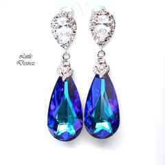Purple Bridal Earrings  Heliotrope Teardrop Bridesmaid Earrings Purple Earrings Blue Earrings Cubic Zirconia Sterling Silver HE33P