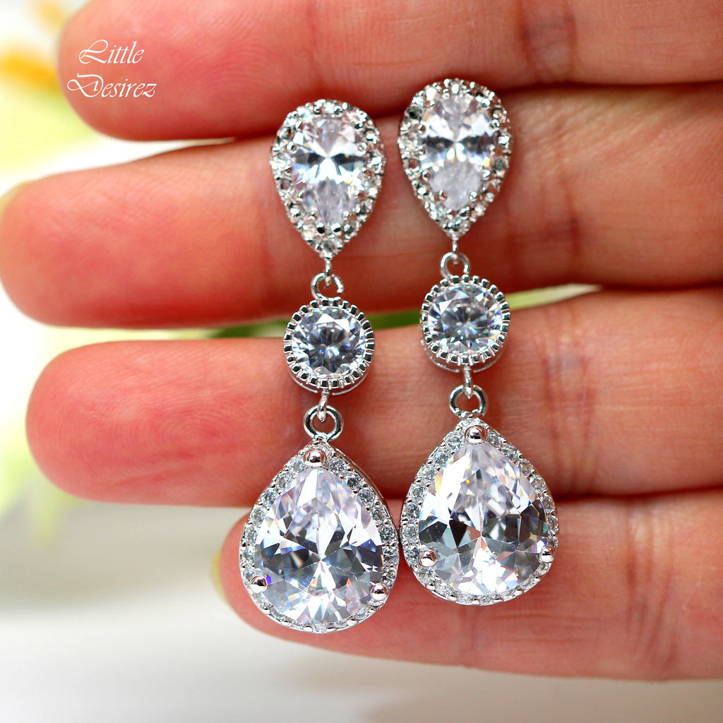 Cubic zirconia chandelier shop earrings