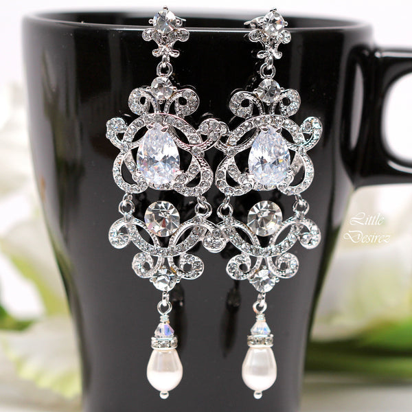Elegant Vintage Style Rhinestone Chandelier Earrings MAYA