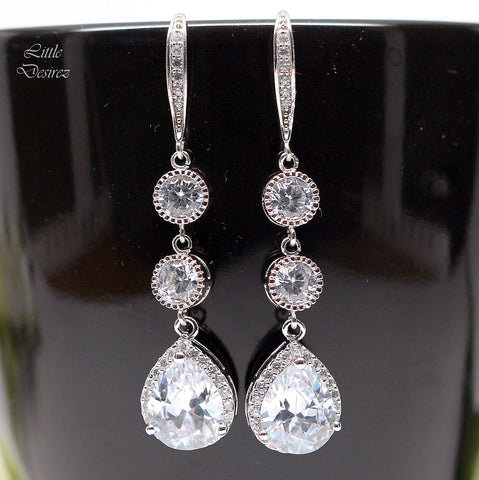 Wedding Earrings Bridal Earrings Cubic Zirconia Bridesmaid Gift Hypoallergenic LILA