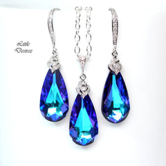 Purple Bridal Jewelry Set  Crystal Bridesmaid Jewelry Wedding Jewelry Prom Jewelry Crystal Jewelry Silver Color Jewelry HE33JS