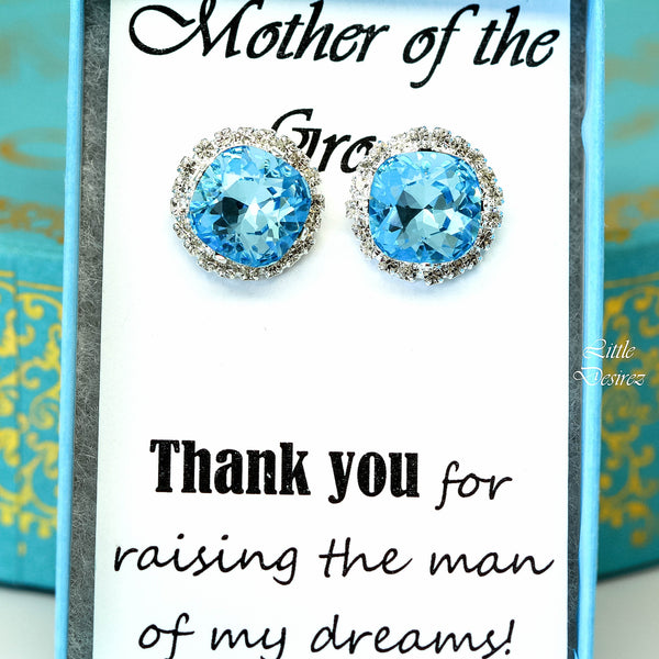 Blue Stud Earrings Large Studs Rhinestone Earrings Bridal Earrings Wedding Earrings Bridesmaid Gifts Blue Earrings Post Earrings AQ50S