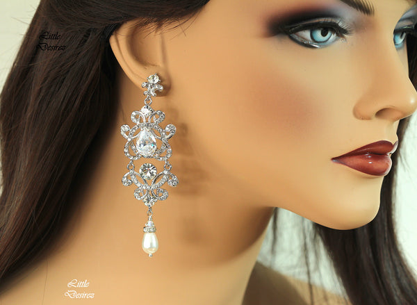 Elegant Vintage Style Rhinestone Chandelier Earrings MAYA