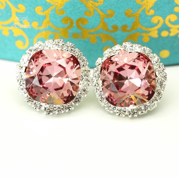 Blush Pink Earrings Vintage Pink Earrings Pink Stud Earrings  Crystal Antique Pink Sparkly Bridesmaid Jewelry Bridal Earrings BP50S