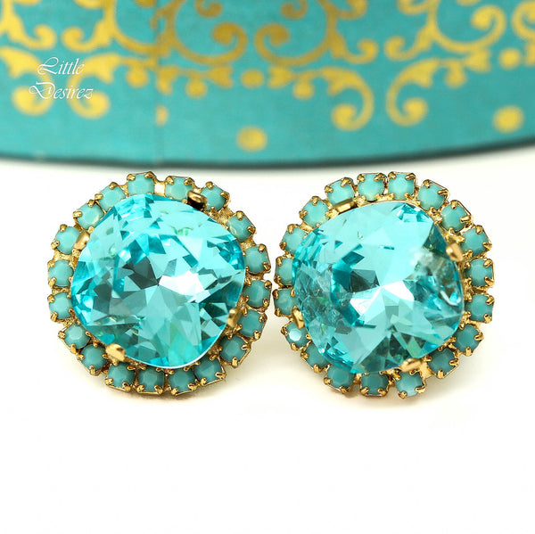 Blue Bridal Earrings Crystal Stud Earrings TQ50S