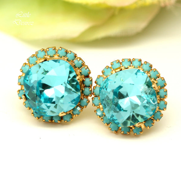 Blue Bridal Earrings Crystal Stud Earrings TQ50S