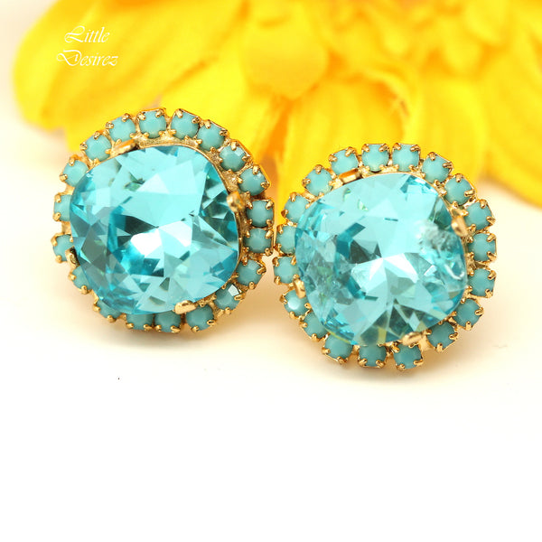 Blue Bridal Earrings Crystal Stud Earrings TQ50S
