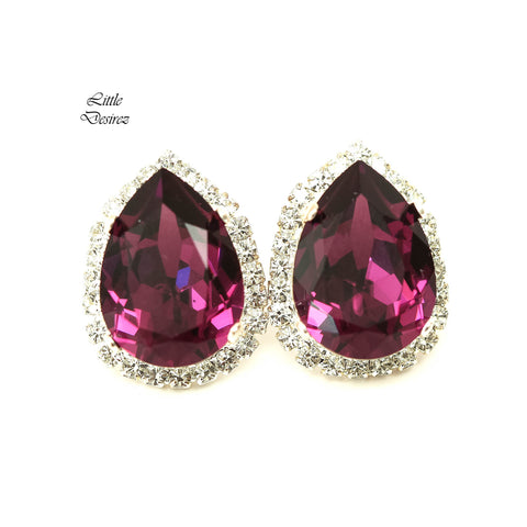 Purple Earrings Amethyst Crystal Earrings Halo Earrings Swarovski Purple Crystal Earrings Bridal Earrings Bridesmaids Gift Earrings AM31S