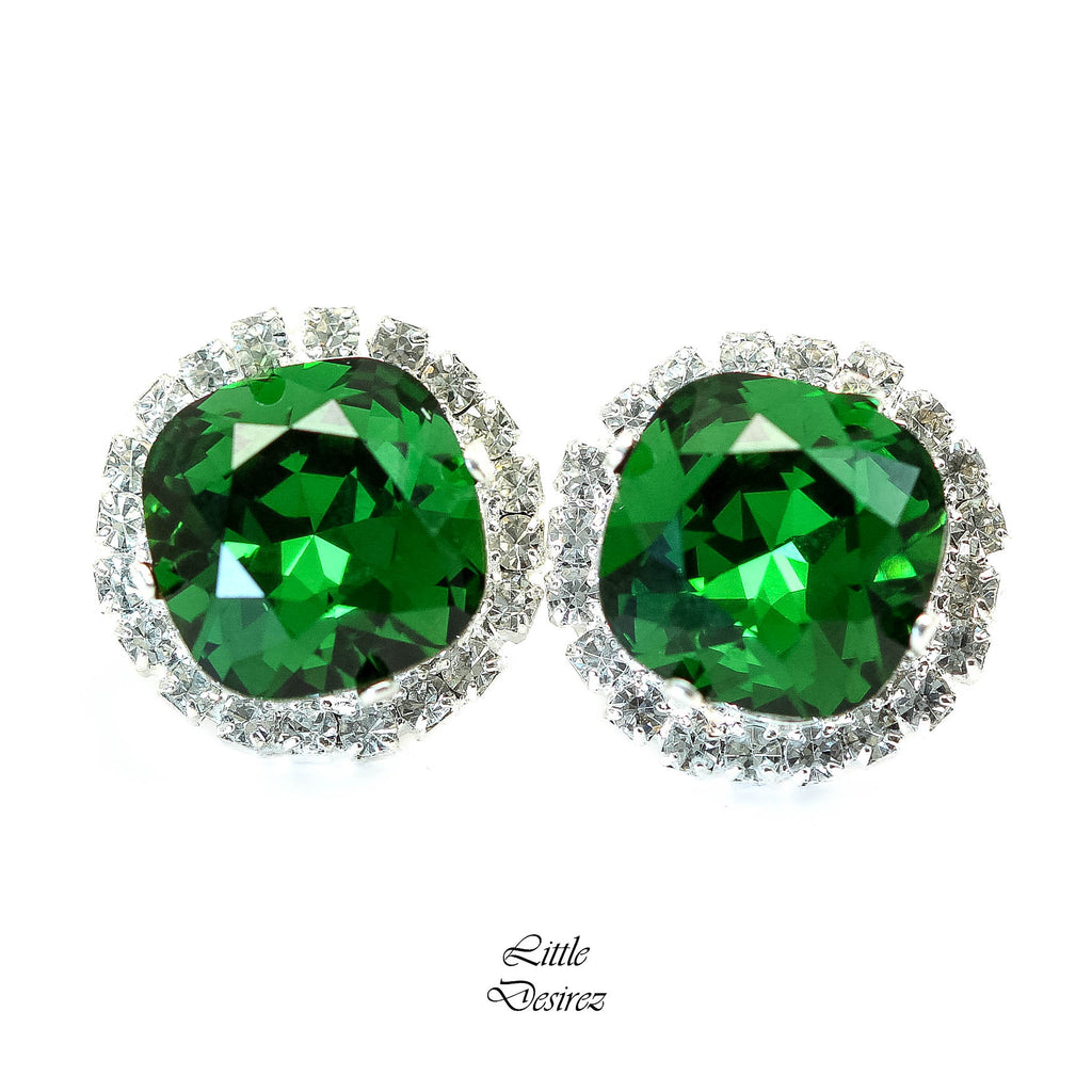 Dark Green Stud Earrings Emerald Studs DM50S