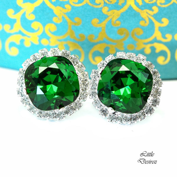 Dark Green Stud Earrings Emerald Studs DM50S