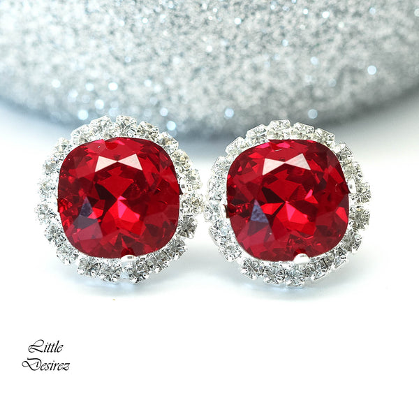 Red Earrings Stud Earrings Holiday Jewelry Crystal Earrings Bridesmaid Earrings Dark Red Earrings Deep Red Earrings Crimson Earrings SI50S